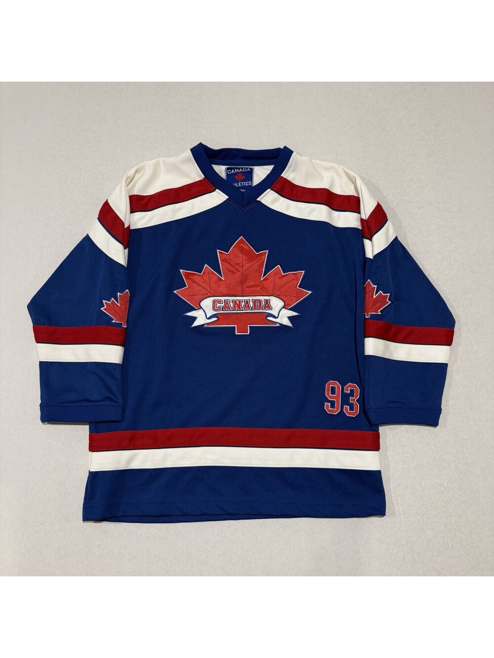 Vintage Canada Athletics #93 Hockey Jersey Size Large 10/12 Boys